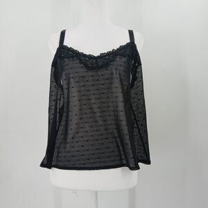 Curvy Couture Camisole Cami Tank Top Womens XL Black Lace Whimsigoth Aesthetic
